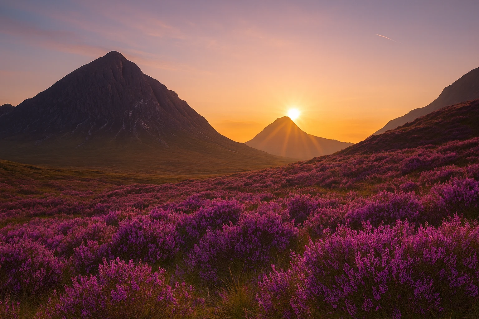 Mountain landscape at sunset